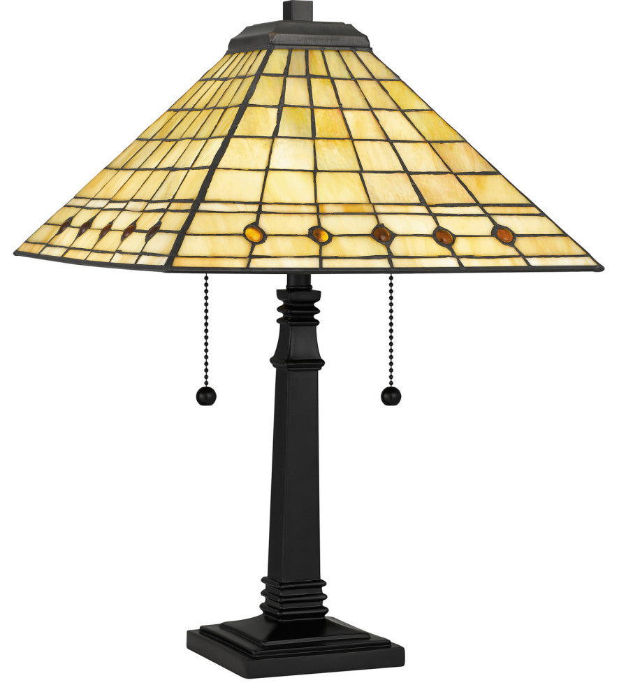 Quoizel TF5627MBK 2-Light Table Lamp, Tiffany