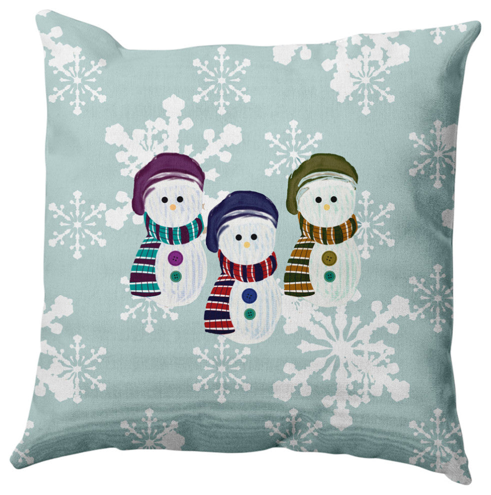 Sock Snowmen Decorative Throw Pillow, Green-Gray, 16"x16"