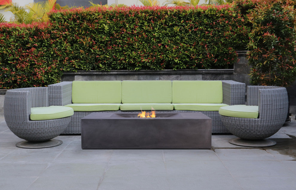 Pyromania Moderne Concrete Fire Table, 58"x32", Charcoal, Propane