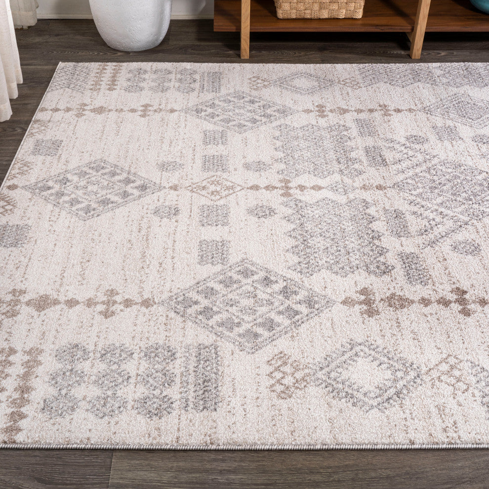 Bhalil Berber Diamond Geometric Beige/Gray 5 ft. x 8 ft. Area Rug