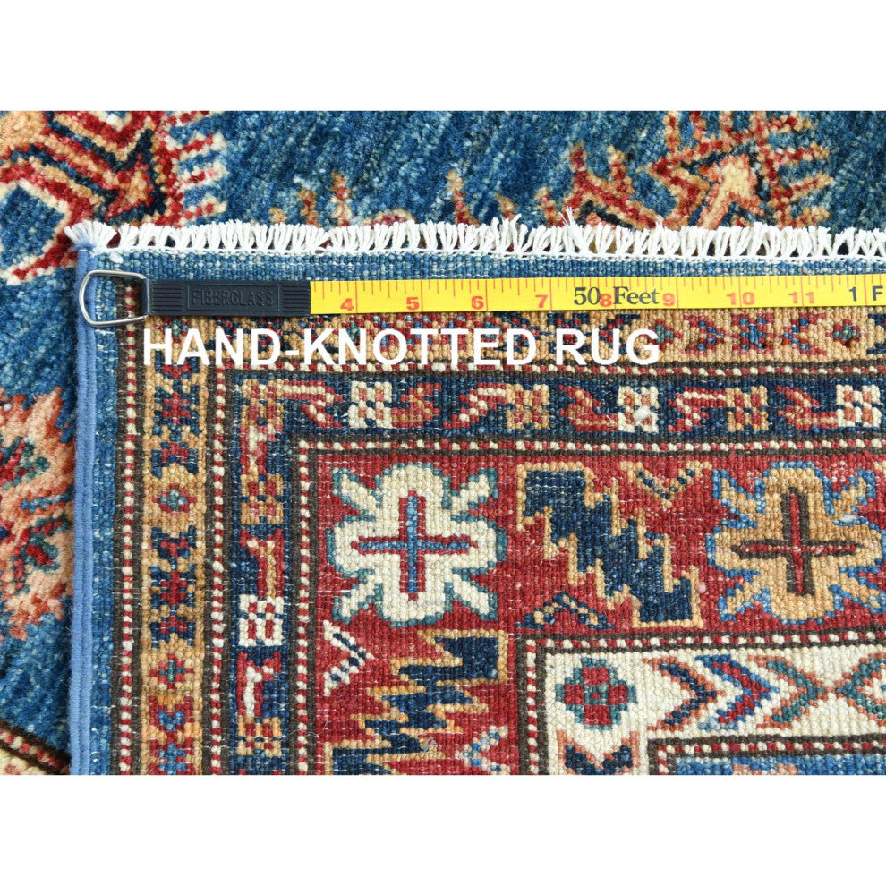 Denim Blue Hand Knotted Afghan Super Kazak Organic Wool XL Runner Rug 2'8"x40'8"