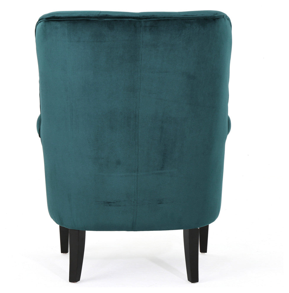 GDF Studio Tommen Tufted Back New Velvet Club Chair, Teal