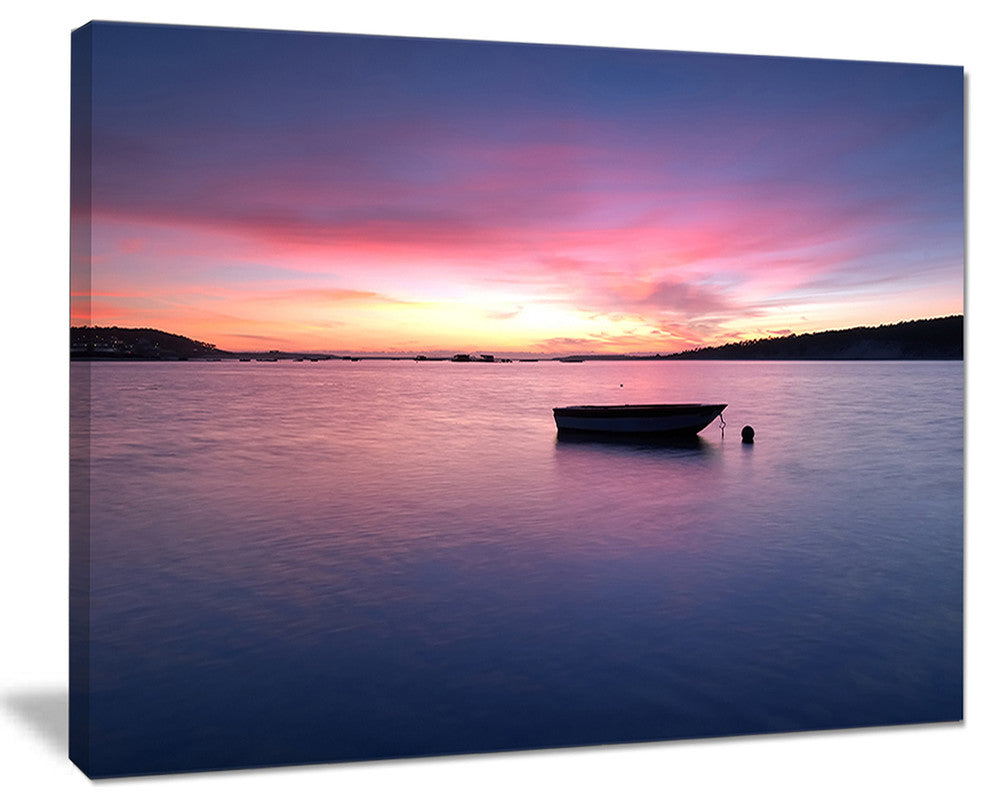 "Lagoa De Albufeira Seascape Portugal" Contemporary Seascape Art Canvas, 20"x12"