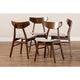 Light Beige Fabric Upholstered and Walnut Brown Wood 4-Piece Dining Chair Set