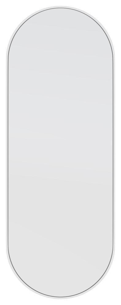 22" W X 60" H Pill Shape Stainless Steel Framed Mirror, White