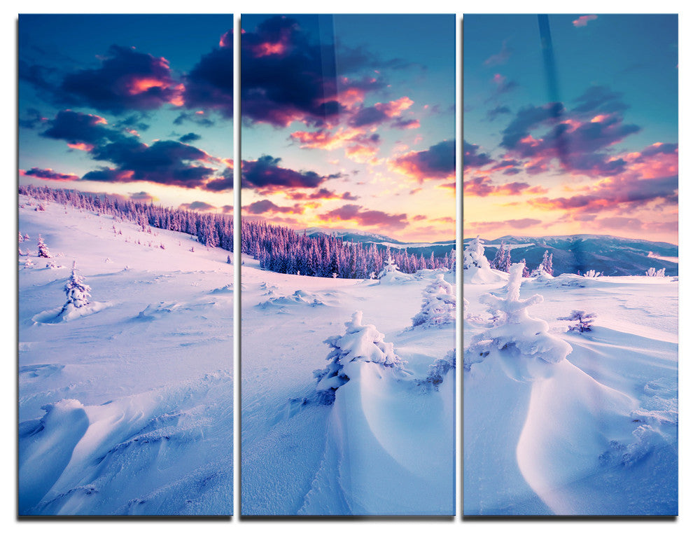"Winter in Carpathian Mountains" Photo Metal Wall Art, 3 Panels, 36"x28"