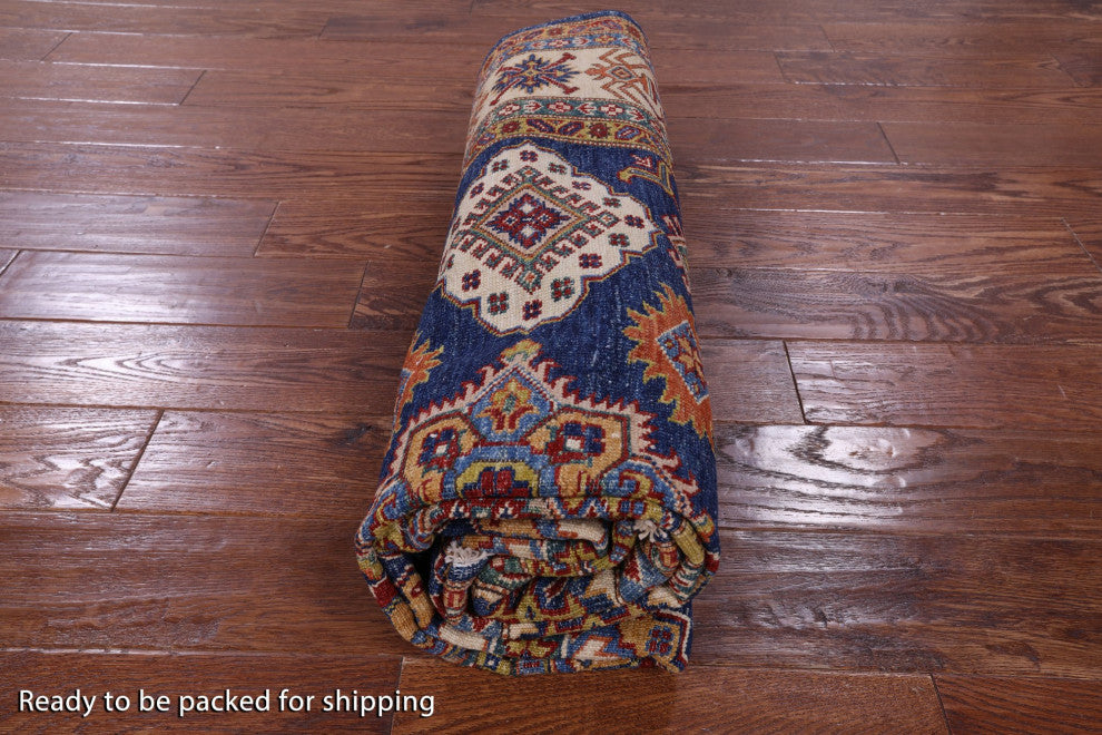 Handmade Super Kazak Geometric Wool Rug 5' 6" X 8' 0" Q10920
