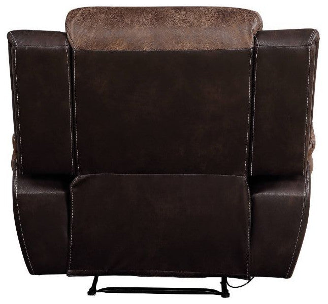 Microfiber Upholstered Recliner, Toffee and Espresso Finish
