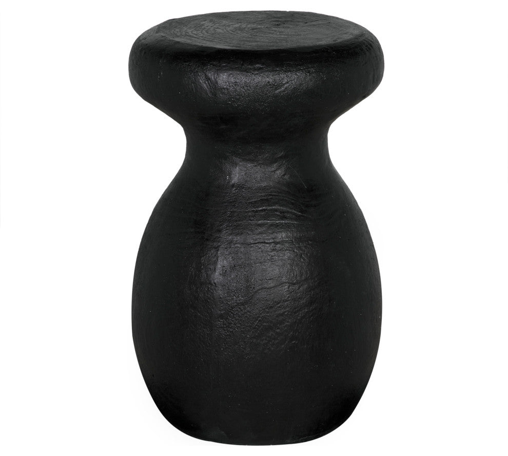 Samson Stool/Side Table, Black Burnt Resin