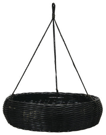 Hand-Woven Hanging Rattan Basket With Jute Rope Hanger