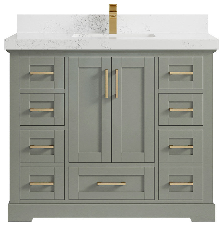 Boston 42 Single Sink Bath Vanity in Evergreen 2" Empira Quartz