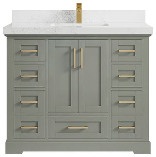 Boston 42 Single Sink Bath Vanity in Evergreen 2" Empira Quartz