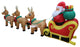 Long Inflatable Santa Claus on Sleigh With Three Reindeer Decoration, 12'