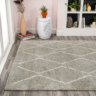 Catala Moroccan Diamond Shag Rug, Gray/Ivory, 8 Ft. X 10 Ft.