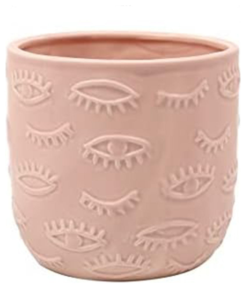 Eye Ceramic Flower & Planter 4.92"L x 4.49"H x 4.92"W, Pink