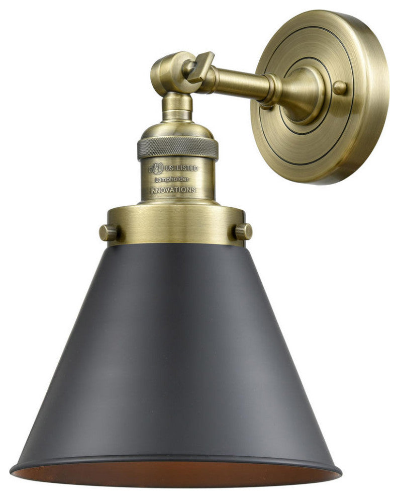 Innovations 203-AB-M13-BK 1 Light Sconce, Antique Brass