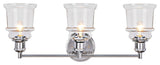 62125, 3-Light Metal Bathroom Vanity Wall Light Fixture, Chrome