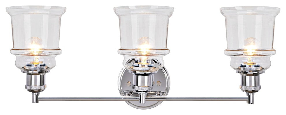 62125, 3-Light Metal Bathroom Vanity Wall Light Fixture, Chrome