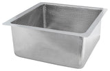 16" Square Hammered Copper Bar/Prep Sink in Nickel w/ 3.5" Drain Opening