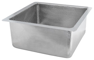 16" Square Hammered Copper Bar/Prep Sink in Nickel w/ 3.5" Drain Opening