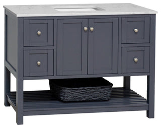 Kitchen Bath Collection Lakeshore 48" Vanity, Marine Gray, Engineered Carrara