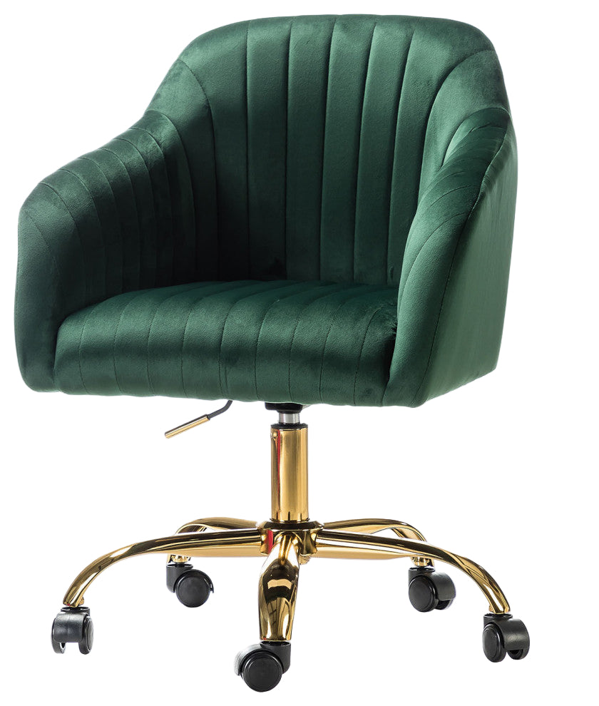 Swivel Rolling Task Chair With Tufted Back, Green