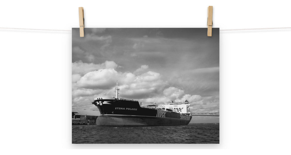 Industrial Style Wall Art: Ship St. Johns River Black & White Unframed, 11" X 14"