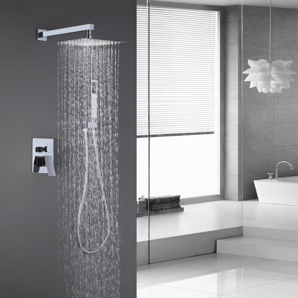 Givingtree Wall Mounted Square Rainfall Shower System with Valve 10 in