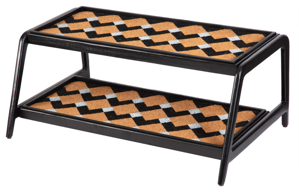 Double-Tier Black Stand With 3-Pair Rubber Boot Trays Mt. Tam