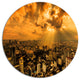 Light Shining Through Dark Clouds, Cityscape Round Metal Wall Art, 36"
