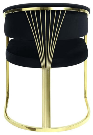 ACME Furniture Fallon 19" Hollow Back Velvet & Metal Side Chair in Black/Gold