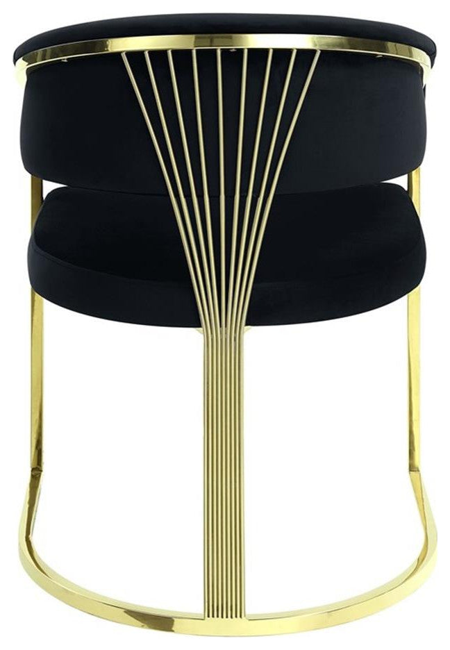 ACME Furniture Fallon 19" Hollow Back Velvet & Metal Side Chair in Black/Gold
