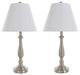 Table Lamps Set of 2, Brushed Steel, 2 LED Bulbs included by Lavish Home