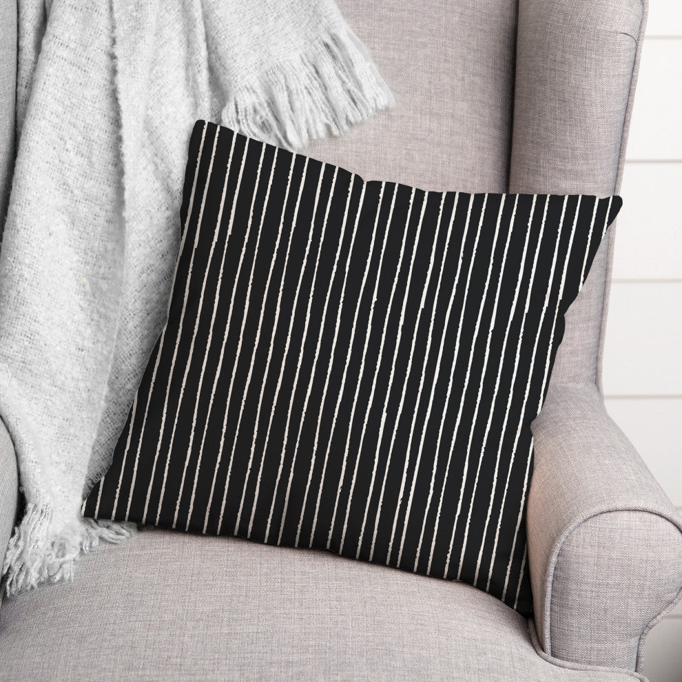 Black White Lines 18x18 Spun Poly Pillow