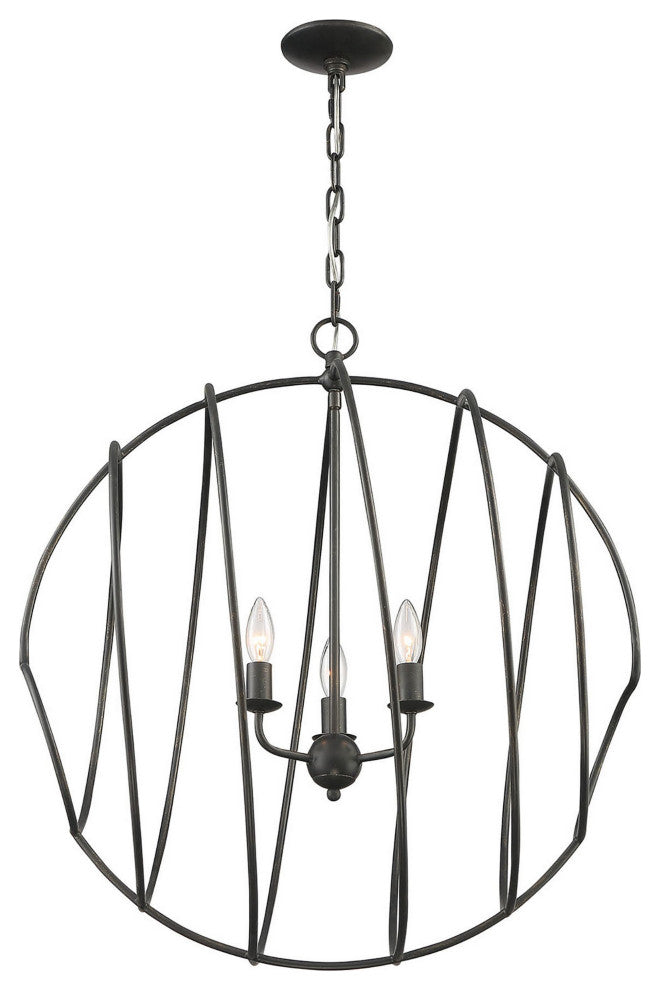 Conduit Large 3-Light Industrial Orb Chandelier