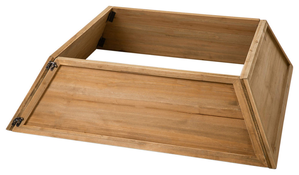 Trapezoid "Farm Fresh" Wooden Christmas Tree Collar, Natural Wood, 40"x40"
