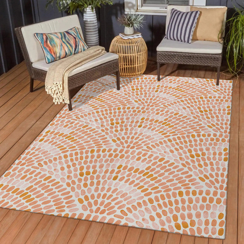 Indoor/Outdoor Seabreeze SZ7 Salmon Machine Washable 9' x 12' Rug