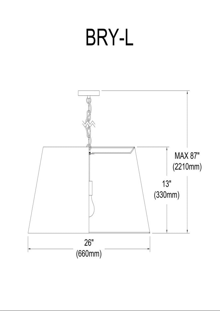 1 Light Brynn Large Pendant, White Shade, White