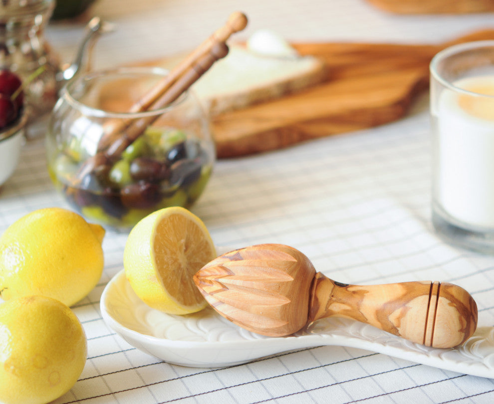 Handmade Olive Wood Lemon Reamer, Lemon and Lime Squeezer