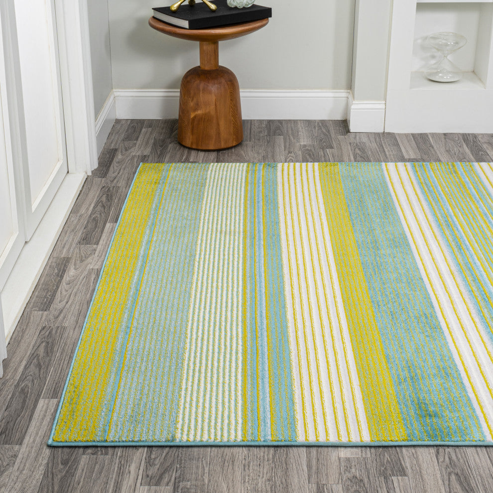 Duxbury Gradient Ticking Striped Green/Blue 4'x6' Area Rug