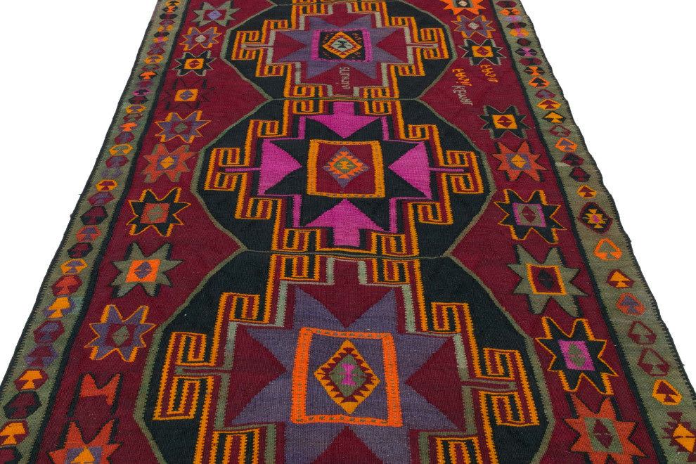 Vintage Kars Kilim Rug 4' 8" x 12' 9", 56 in. x 153 in.