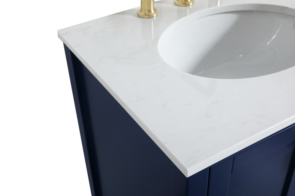Isabel Single Bathroom Vanity, Blue, 24", Without Backsplash