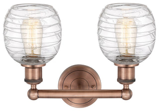 Belfast 2-Light 15" Bath Vanity Light, Antique Copper, Deco Swirl