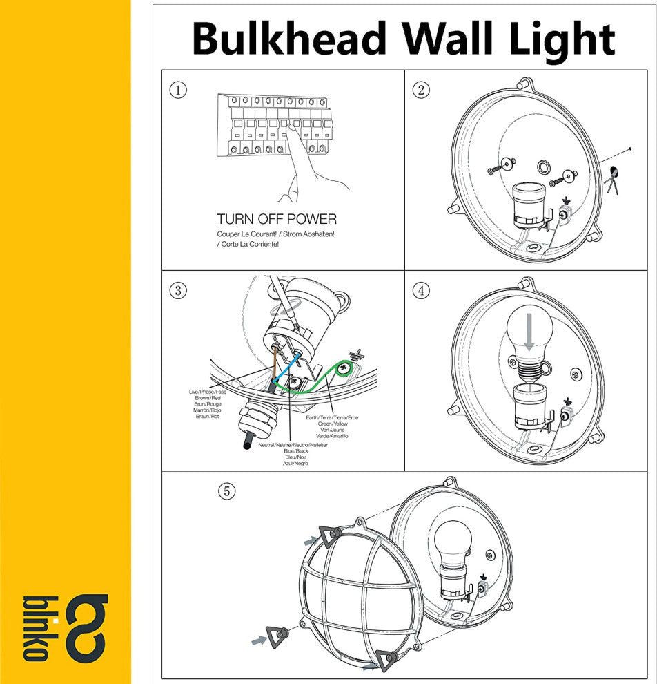 Round Vintage Industrial Wall Sconce Waterproof Wall Light Fixture