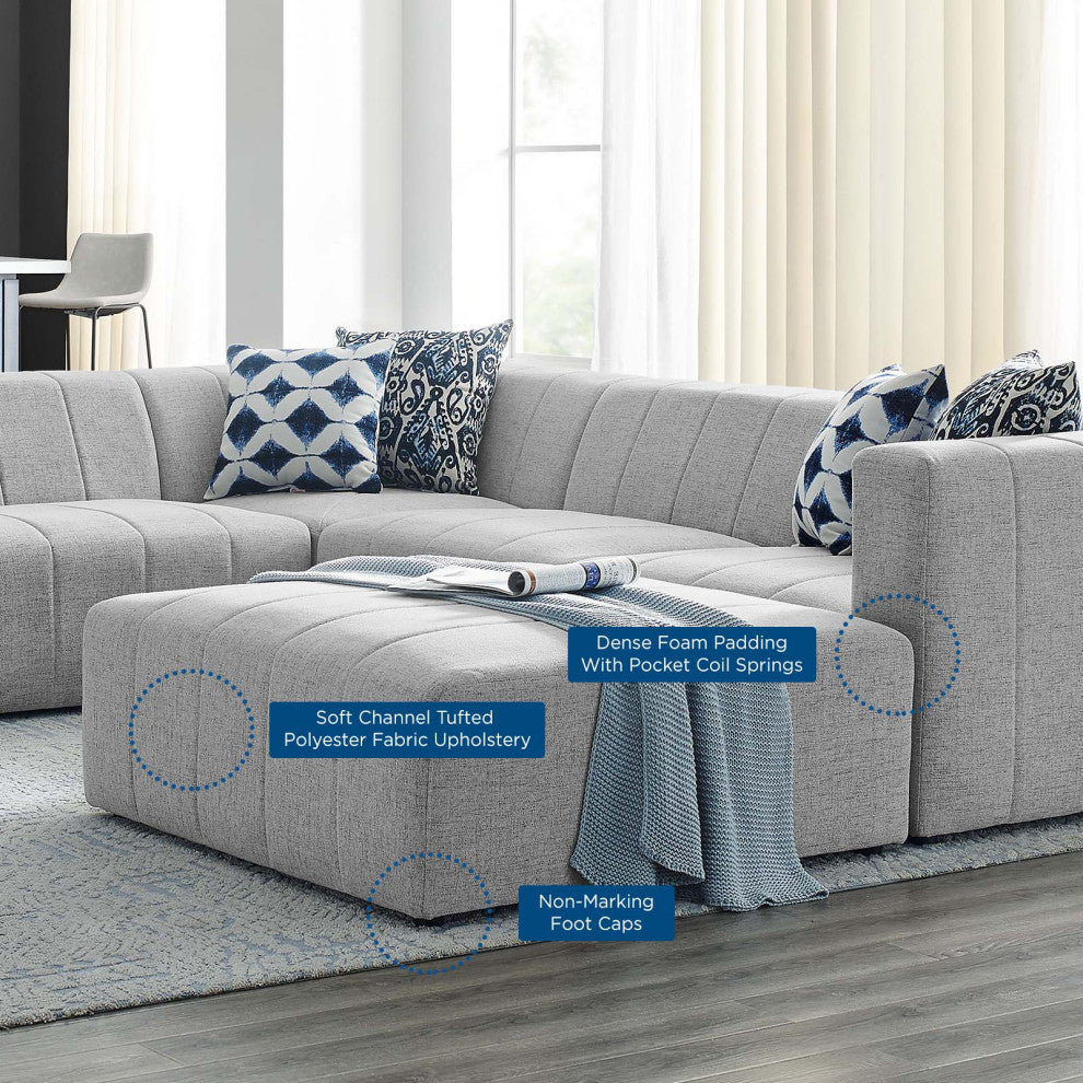 Sectional Sofa Set, Fabric, Gray, Modern, Living Lounge Hotel Hospitality