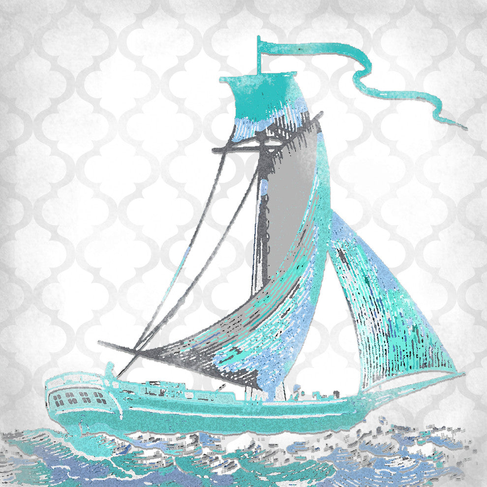 Marmont Hill, "Ship 1" by Reesa Qualia Painting Print on Wrapped Canvas, 40x40