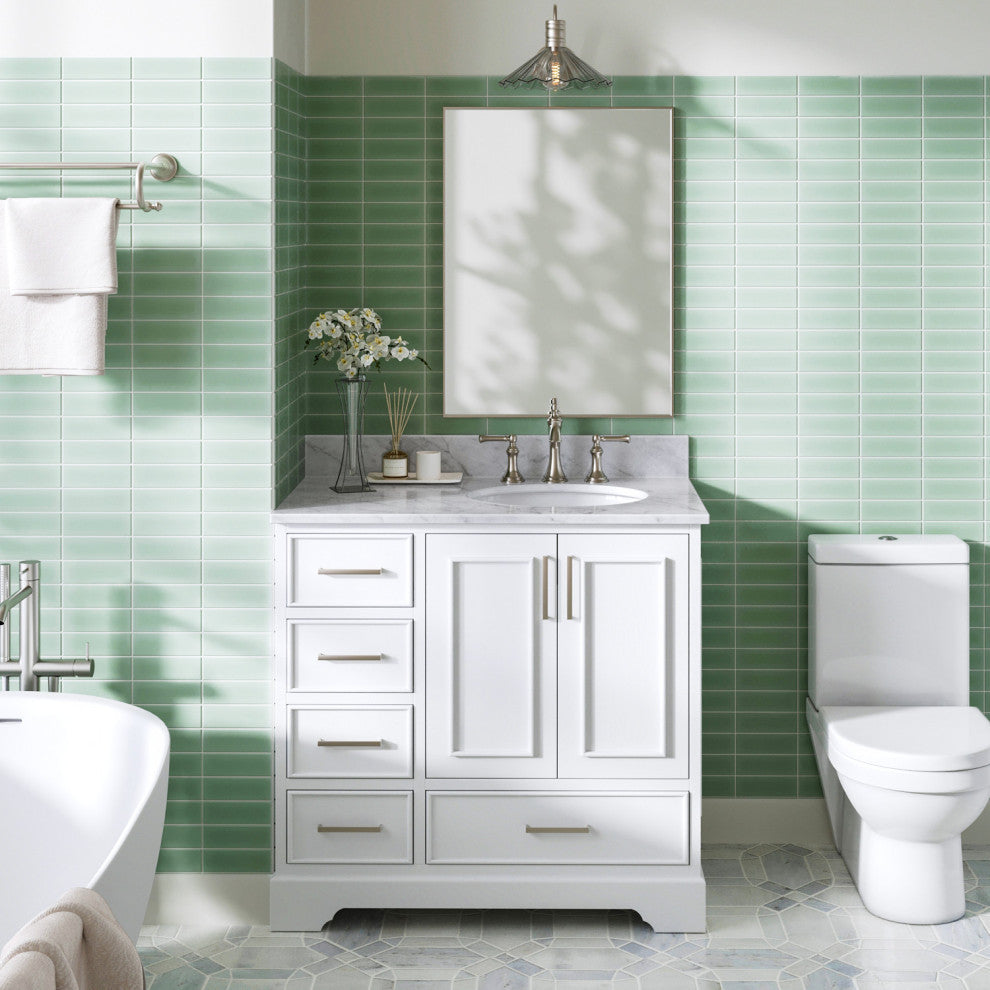 Ariel Stafford 37" Single Right Offset Oval Sink Bathroom Vanity
