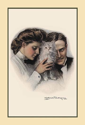 A Cat Between Them- Gallery Wrapped Canvas Art 28" x 42"