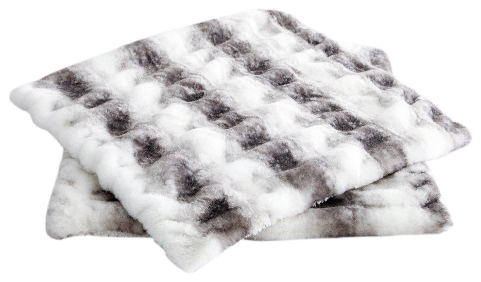 Faux Fur Shar Pei Pillow Shell 2 Piece Set, Stripe