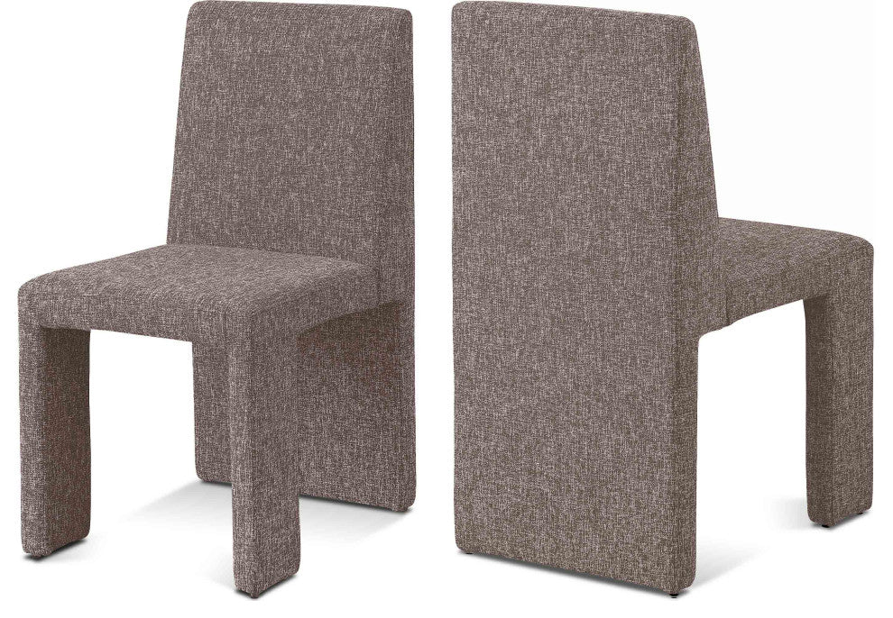 Benson Upholstered Dining Chair, Brown, Linen Texured Fabric